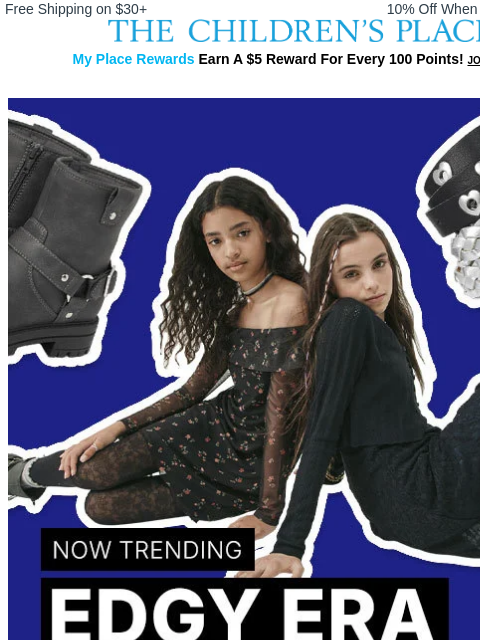 childrensplace newsletter: Enter Your *Wednesday* Era 🖤+ Edgy Looks to Match...