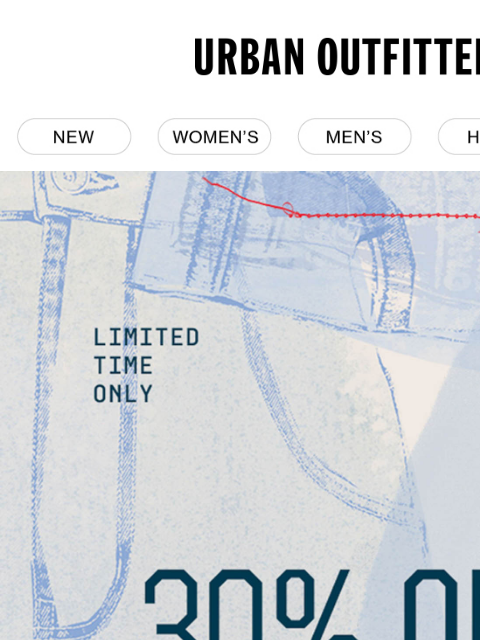 urbanoutfitters newsletter: starts now: 30% OFF ALL BDG JEANS