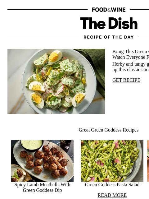 foodandwine newsletter: Green Goddess Potato Salad