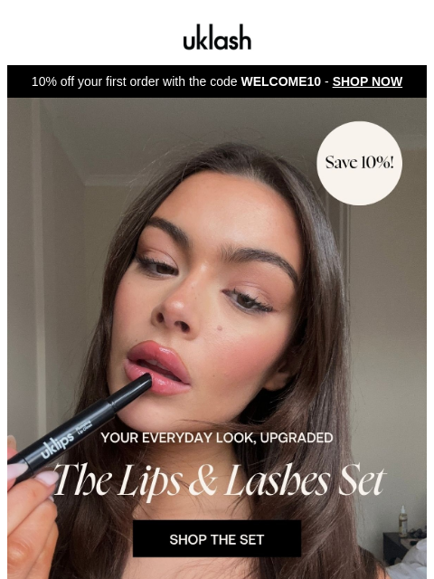uklash newsletter: Your Lip + Lash Upgrade: Now 10% Off ! 💋✨