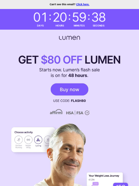 lumen newsletter: 48-HOUR FLASH SALE ⏰ Get $80 OFF Lumen