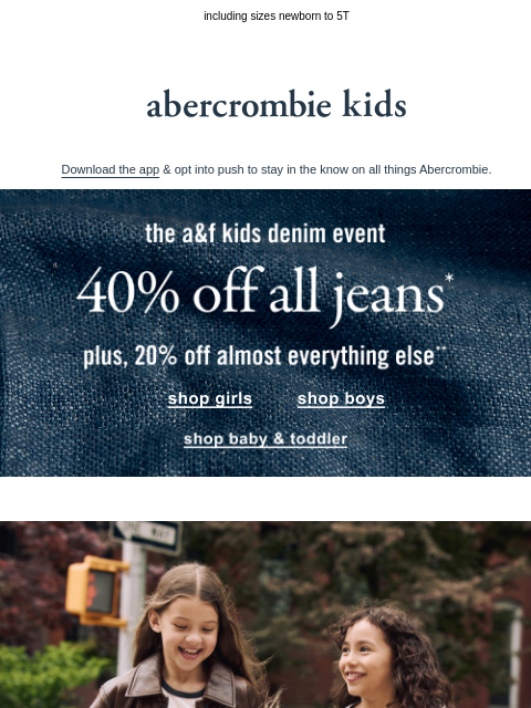 abercrombie newsletter: find on-sale jeans for the whole crew