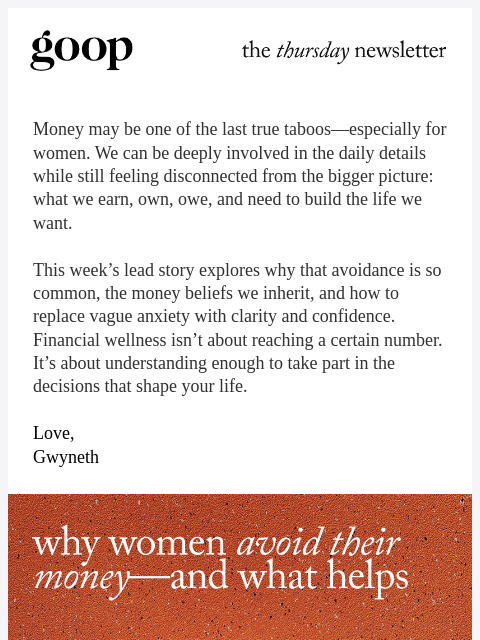 goop newsletter: the Thursday newsletter