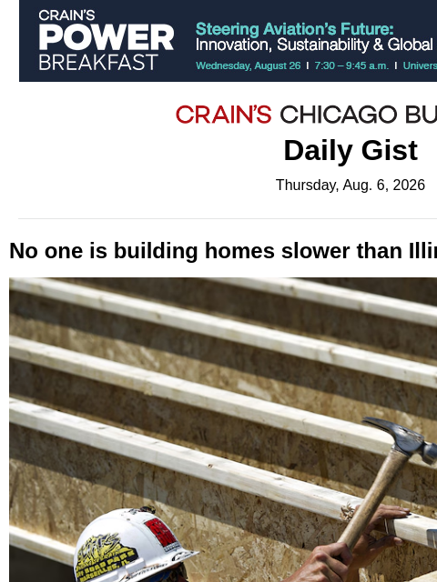 crainalerts newsletter: No one is building homes slower than Illinois in m...