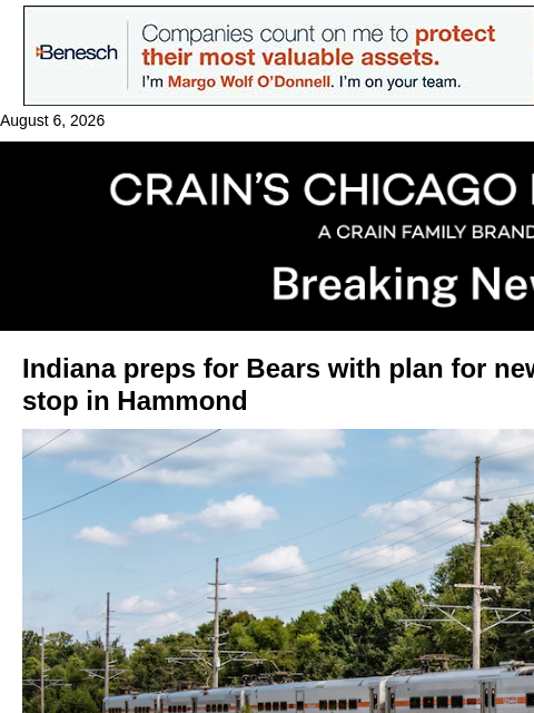 crainalerts newsletter: Indiana preps for Bears with plan for South Shore ...