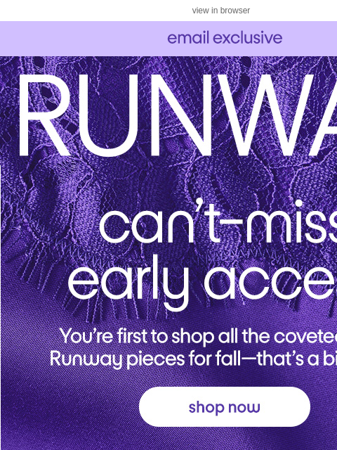 tjmaxx newsletter: Early access to fall Runway 💜 🍂