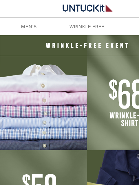 untuckit newsletter: SALE 👕🚨 Wrinkle-Free From $58