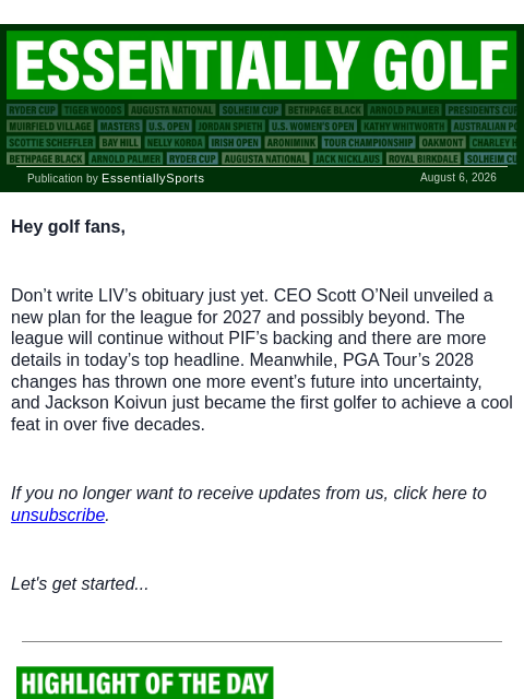 newsbreakexpress newsletter: LIV Golf Gets a Second Chance [a Big One]