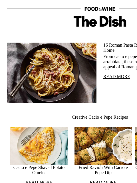 foodandwine newsletter: 16 Roman Pasta Recipes Worth Making at Home