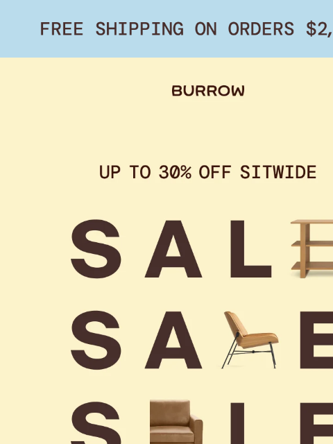 burrow newsletter: Up to 30% off is here