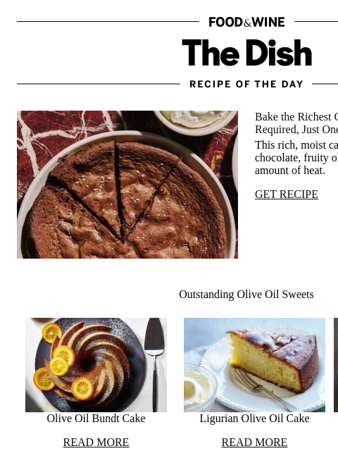 foodandwine newsletter: Chocolate–Olive Oil Cake