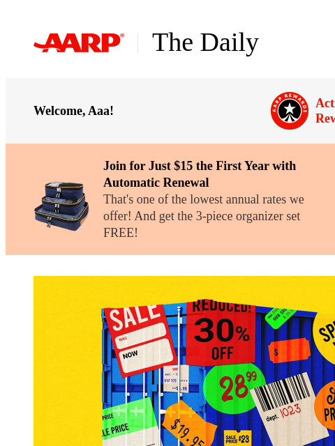 aarp newsletter: The Daily — Tariffs in Effect: 10 Ways to Still Sc...