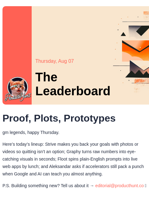 producthunt newsletter: 😸 RIP spreadsheets