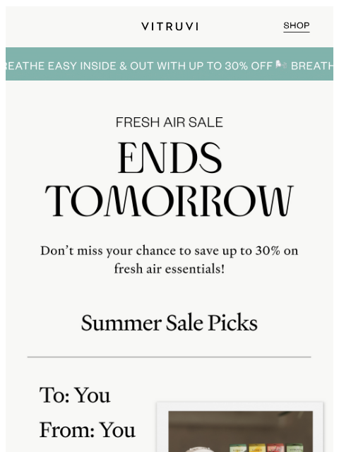 vitruvi newsletter: ENDING SOON: Up To 30% Off Air Essentials! 🌬️