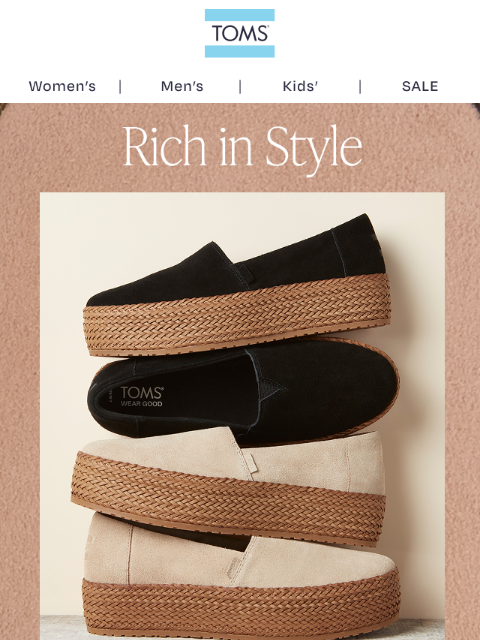 toms newsletter: Soft. Stylish. Suede.