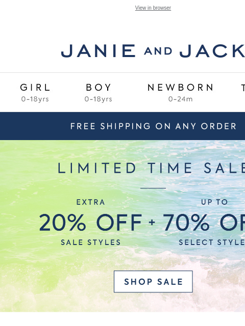 janieandjack newsletter: Your summer looks? Up to 70% off with free shippin...