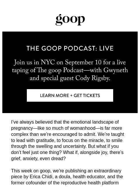 goop newsletter: the Thursday newsletter