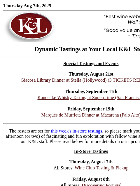 klwines newsletter: K&L Tastings: Discovering Portugal, The Pioneers o...