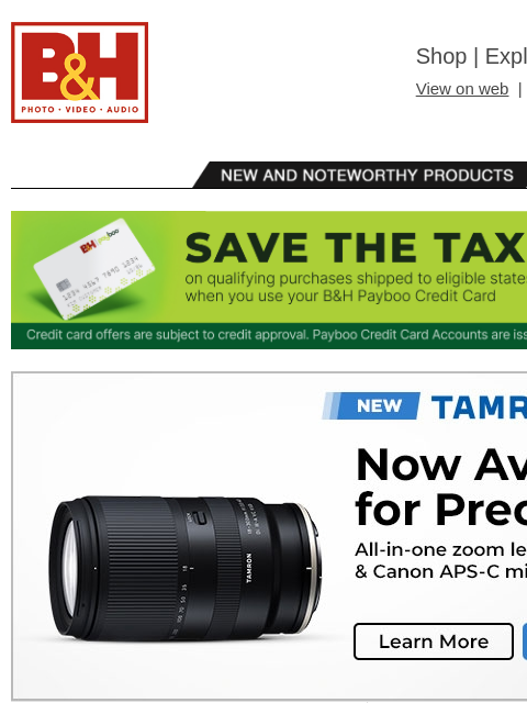 bhphotovideo newsletter: New Gear from Tamron, Canon, Westcott, RODE & More...