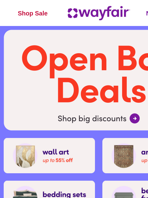 wayfair newsletter: Open Box Steals