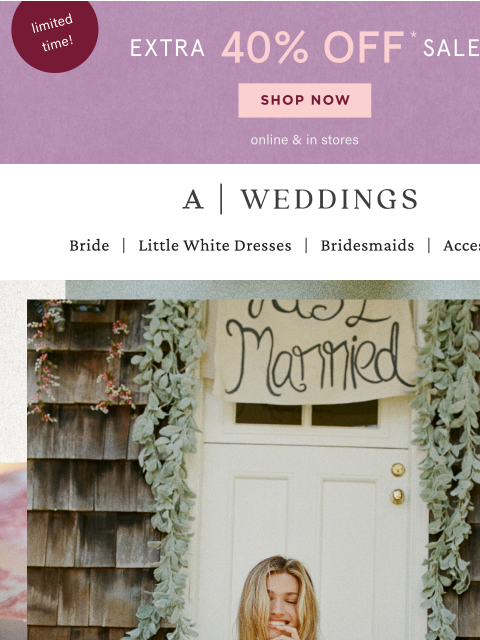 anthropologie newsletter: Extra 40% OFF. On top of the sale.