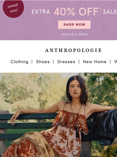 anthropologie newsletter: Extra 40% OFF sale