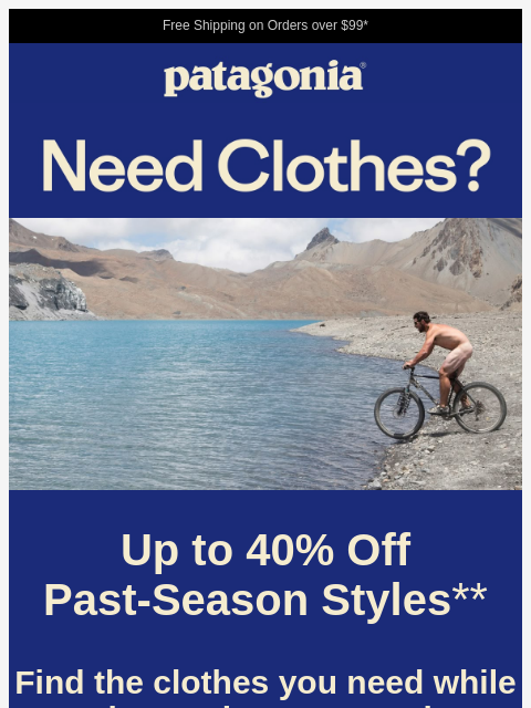 patagonia newsletter: Up to 40% off starts now