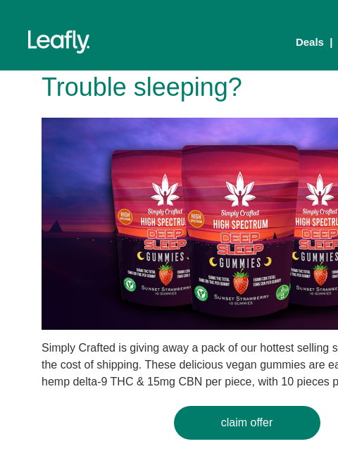 leafly newsletter: Free sleep gummies 😴