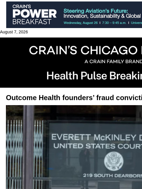 crainalerts newsletter: Outcome Health founders' appeal denied