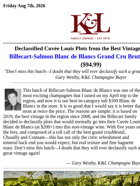 klwines newsletter: In Stock Now: This Blanc de Blancs is "A Fabulous ...
