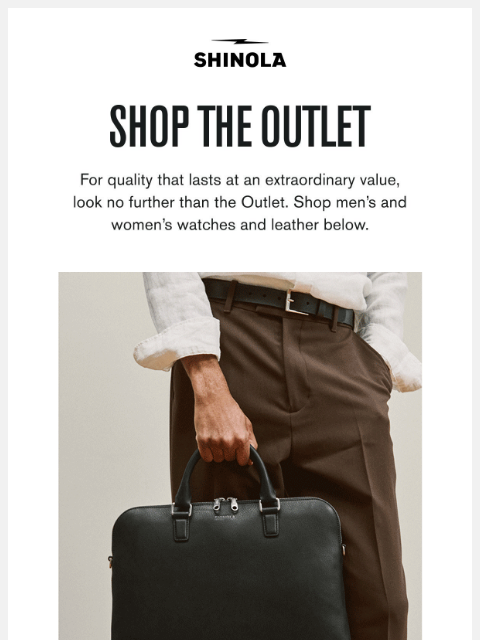 shinola newsletter: Outlet — Up to 60% Off