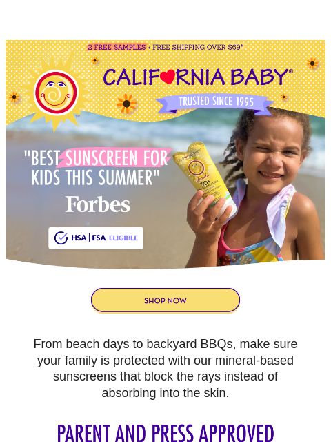 californiababy newsletter: Multi-Award-Winning Sunscreens for Sensitive Skin