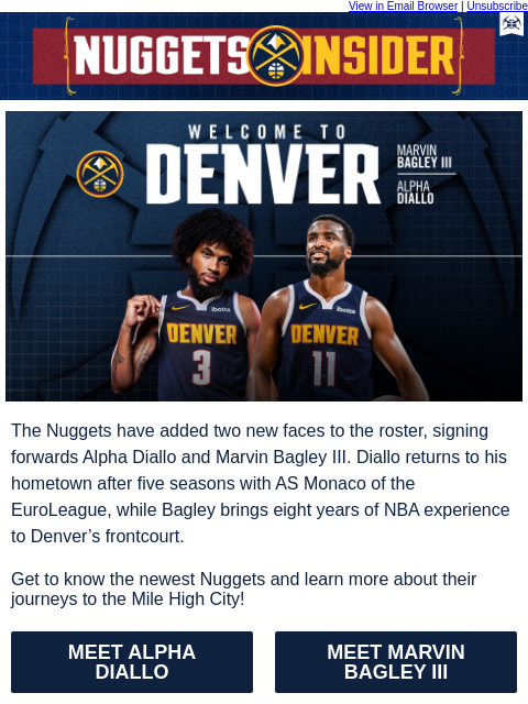 thedenvernuggets newsletter: New Faces in the Mile High City