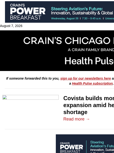 crainalerts newsletter: Covista touts strong results early in expansion