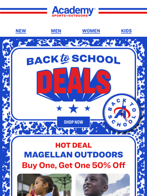 academy newsletter: BOGO 50% off Magellan Outdoors for School
