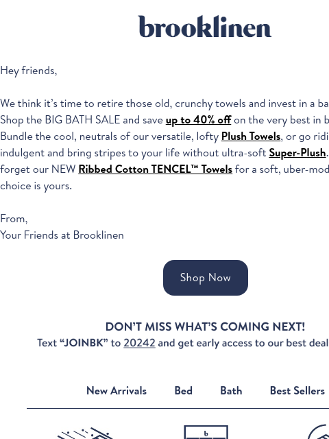 brooklinen newsletter: Upgrade Your Entire Bathroom at the BIG BATH SALE
