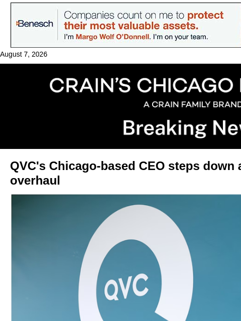 crainalerts newsletter: QVC's Chicago-based CEO steps down after bankruptc...