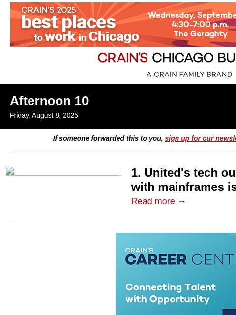 crainalerts newsletter: Aging tech blamed for United meltdown