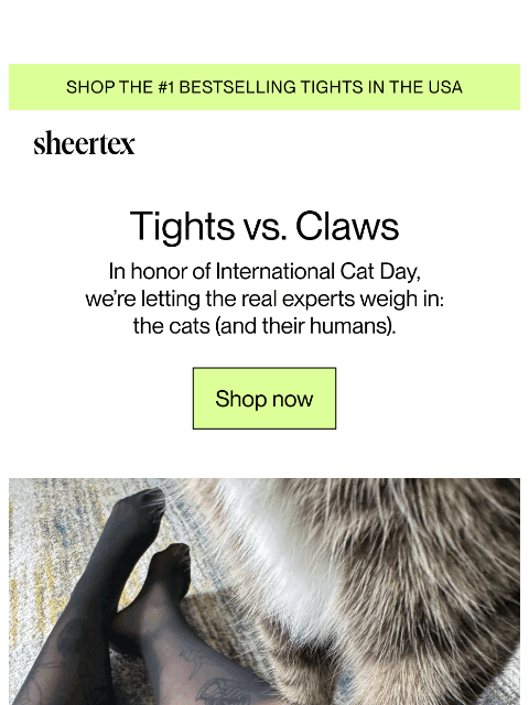 sheertex newsletter: OUR TIGHTS VS. CLAWS 🐱