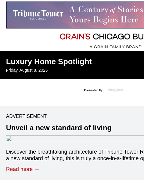 crainalerts newsletter: Unveil a new standard of living