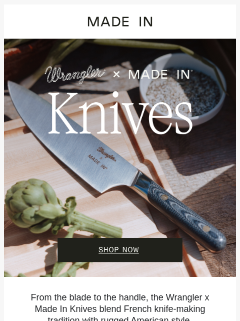 madeincookware newsletter: Three essential blades. One iconic handle.