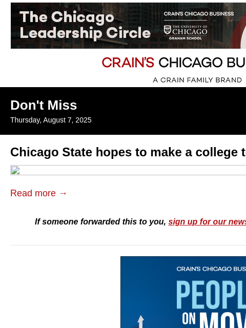 crainalerts newsletter: Chicago State dreams up 95th Street college town