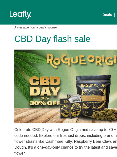 leafly newsletter: CBD Day: Up to 30% off 📣