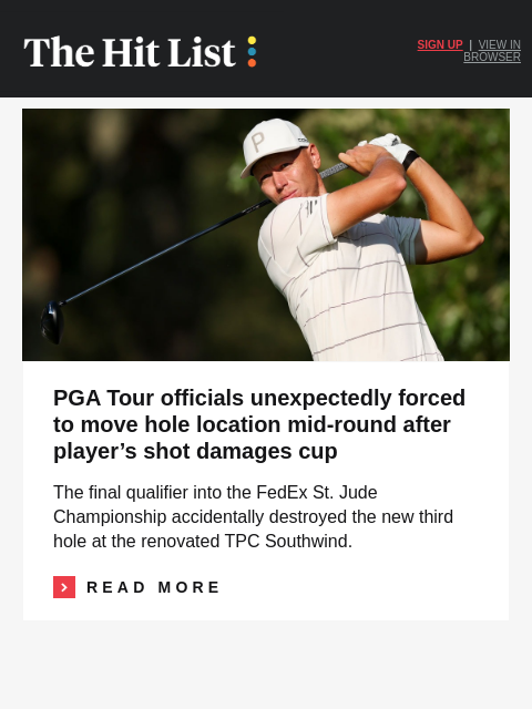 golfdigest newsletter: Playoff hole location moved mid-round