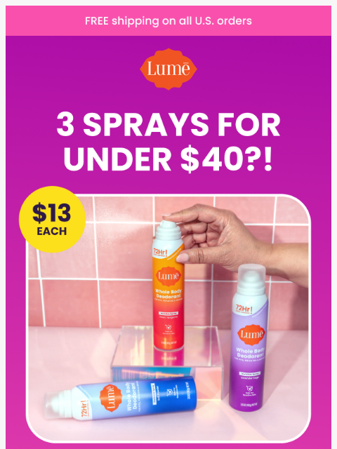 lumedeodorant newsletter: NEW: Spray Deo for $13! 🎉