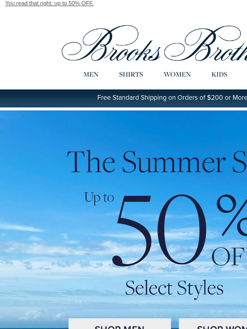 brooksbrothers newsletter: Sale into the horizon with up to 50% OFF!
