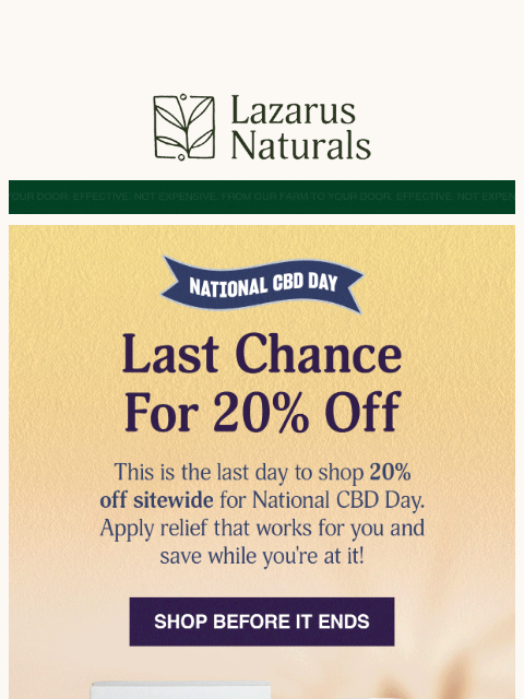 lazarusnaturals newsletter: ⏰ Final Hours: 20% Off Ends Tonight!