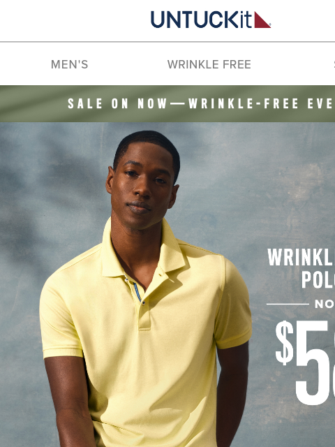 untuckit newsletter: SALE! $58 Wrinkle-Free Polos