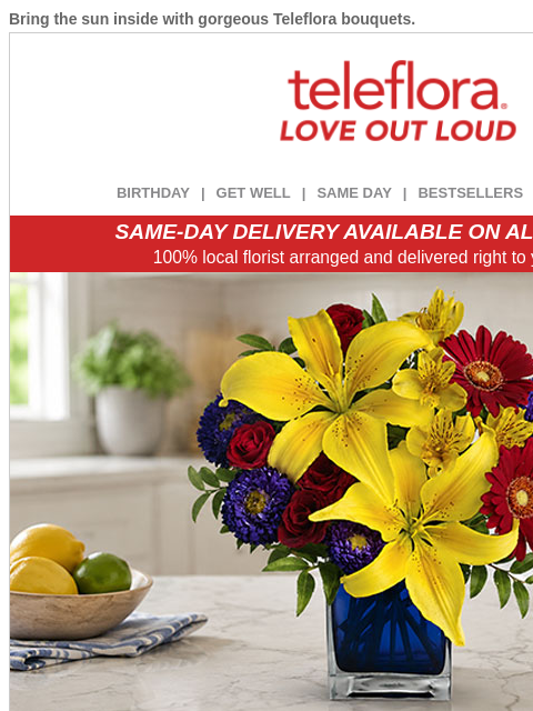 teleflora newsletter: Send Summer Smiles 🌞 20% Off Now