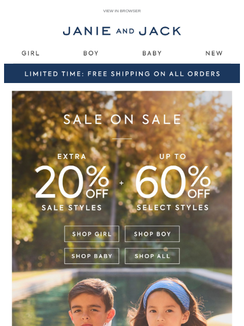 janieandjack newsletter: Enjoy up to 60% off + free shipping